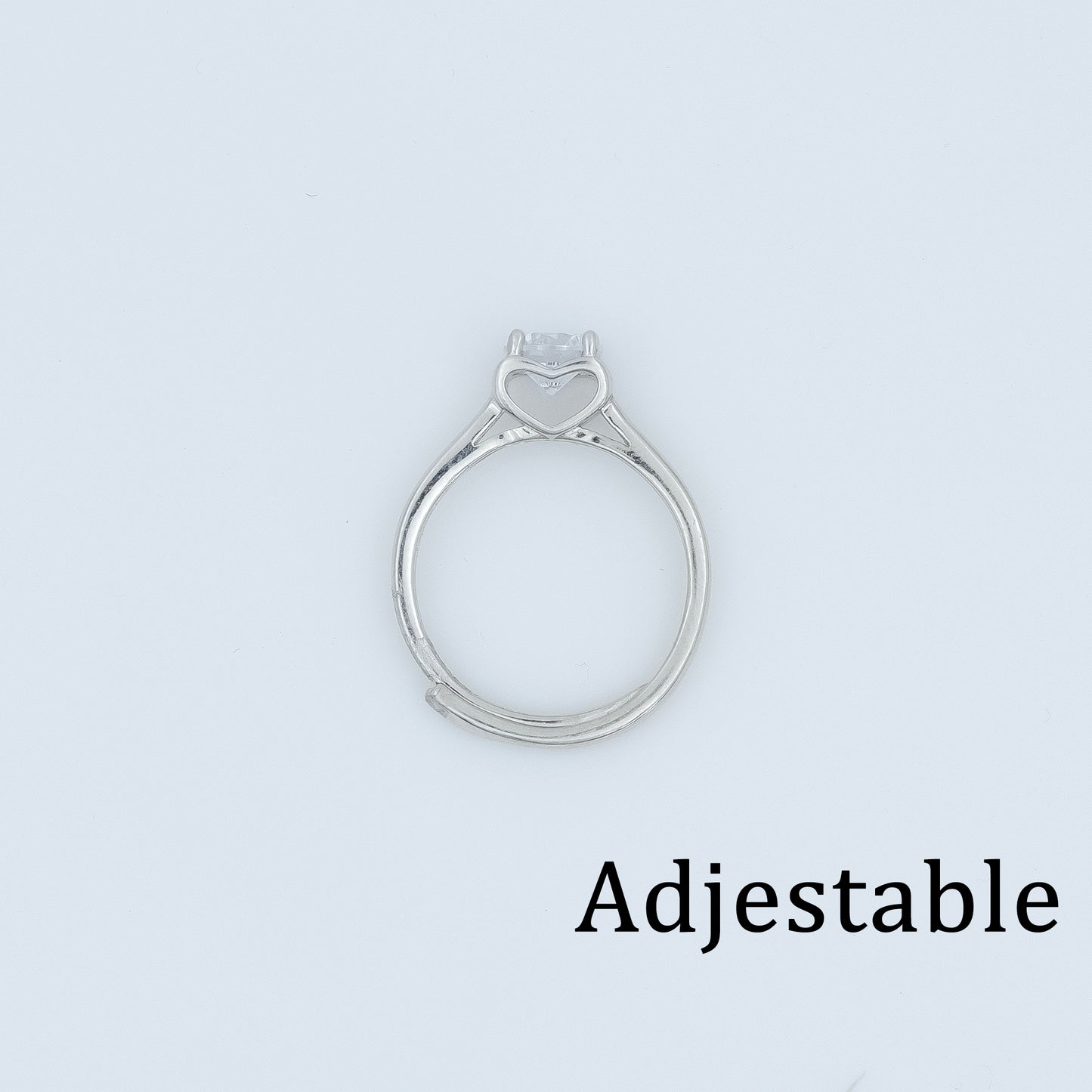 Silver Solitaire Ring with Hidden Heart