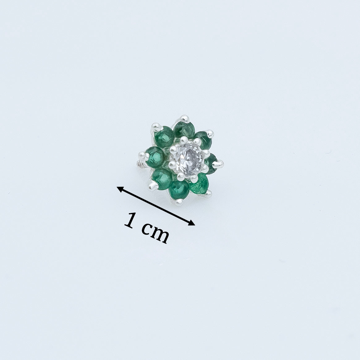 Emerald Flower Silver Earring