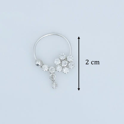 Sterling Silver Flower Hoop Dangle Earring