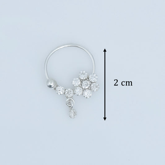 Sterling Silver Flower Hoop Dangle Earring