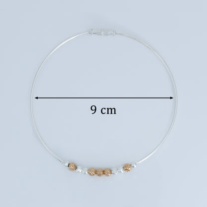 Silver Kada Payal with Dual Tone Beads Design