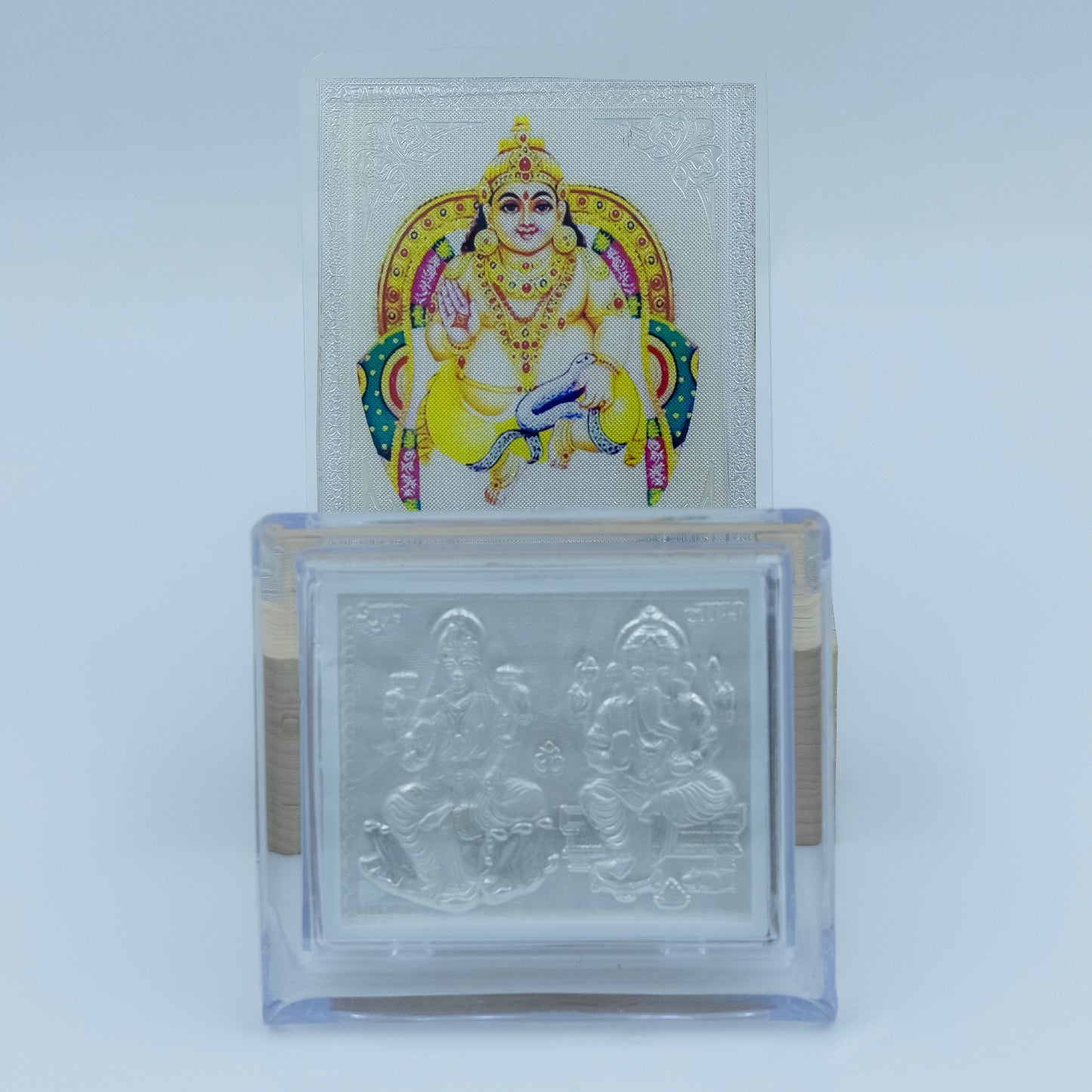 Silver Laxmi Ji Ganesh Ji Frame With Kuber Yantra Combo Attract Wealth, Prosperity & Abundance
