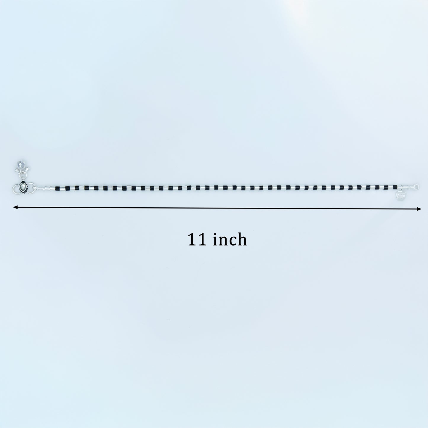 Silver Black Beads Daily Wear Anklet