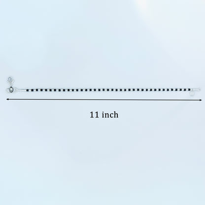 Silver Black Beads Daily Wear Anklet