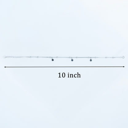 Silver Evil Eye Anklet with Hanging Charms