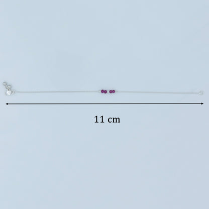 Silver Minimal Pink Stone Anklet