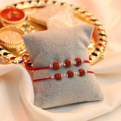Trio Rudraksh Rakhi in Silver