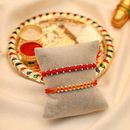 Unique Silver Rakhi with Bud Details