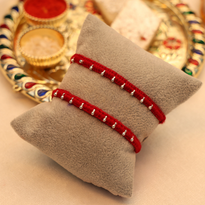 Silver Drop Buds Silver Rakhi
