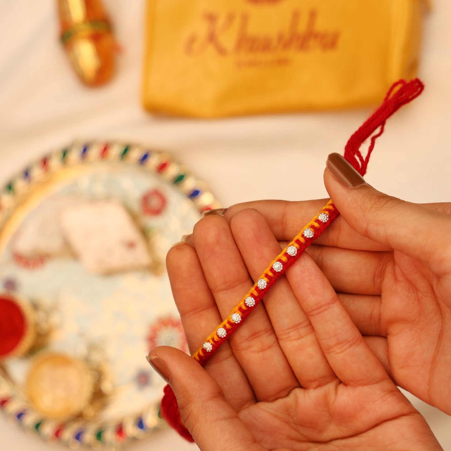 Charming Mixed Buds Silver Rakhi