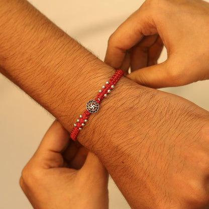 Traditional Swastik Buds Silver Rakhi