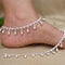 SIlver Large Beads With Gems Anklet