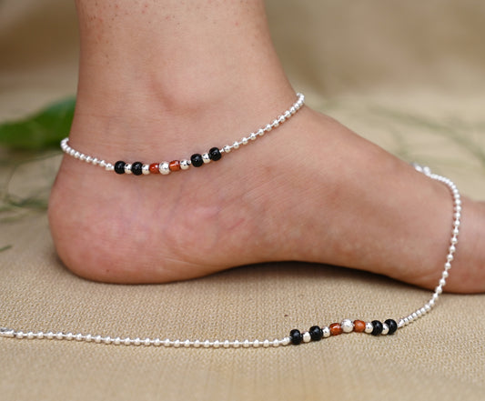 Silver vintage payal for her featuring a beaded design, embodying the 'Signature of Glamour.