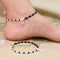 Sterling Silver and Black Beads with Oval Shape Purple Stone Anklet for Girls