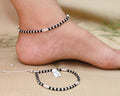 Sterling Silver and Black Beads Anklet for Girls