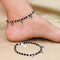 Silver Butterfly with Black and Silver Beads Anklet for Girls