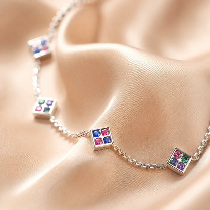 Dainty Multi Color Gemstone Bracelet in Sterling Silver