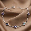 Dainty Multi Color Gemstone Bracelet in Sterling Silver