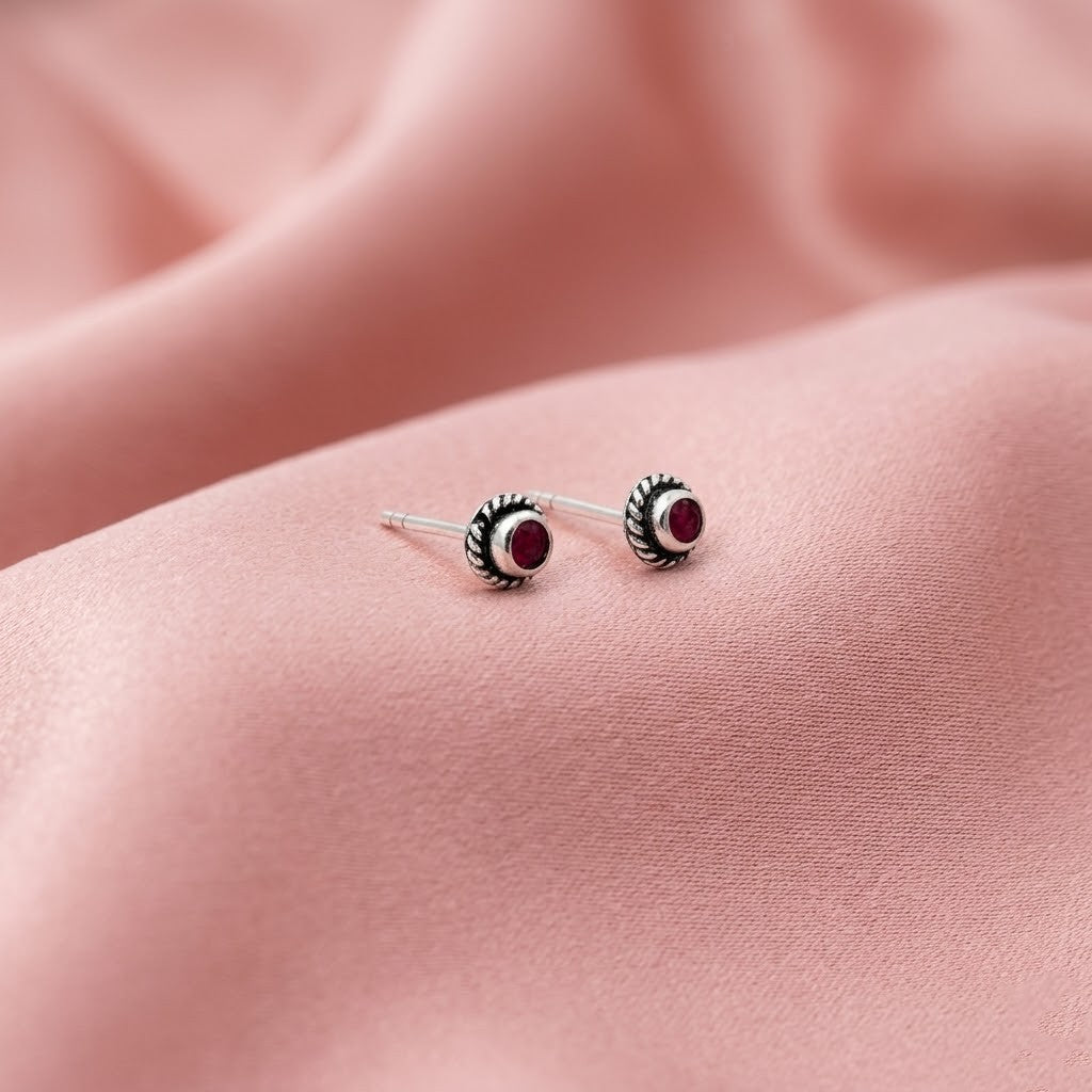 Dark Red Sapphire Look Earrings