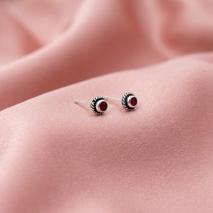 Dark Red Sapphire Look Earrings