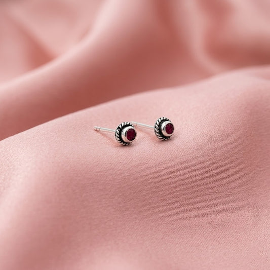Dark Red Sapphire Look Earrings