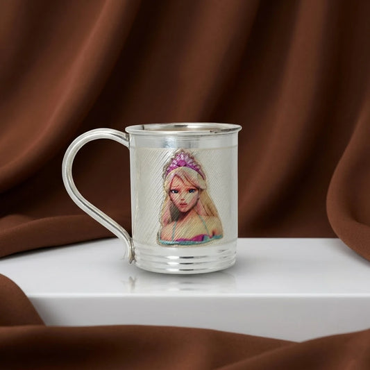 Delightful Silver Mug with Colorful Princess Print