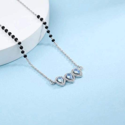 Designer Blue Stone Silver Mangalsutra for Women's