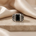 Designer Silver Ring with Black Stone