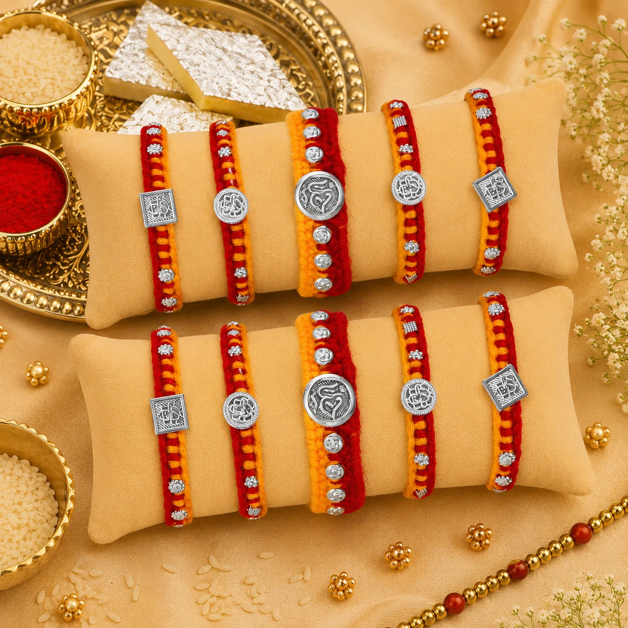 Divine Ganpati Silver Rakhi (combo)