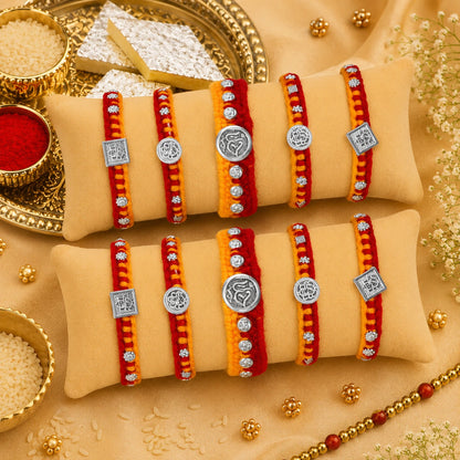Divine Ganpati Silver Rakhi (combo)