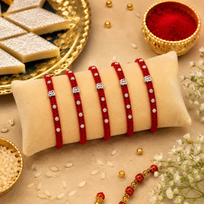 Divine Om Silver Rakhi Thread