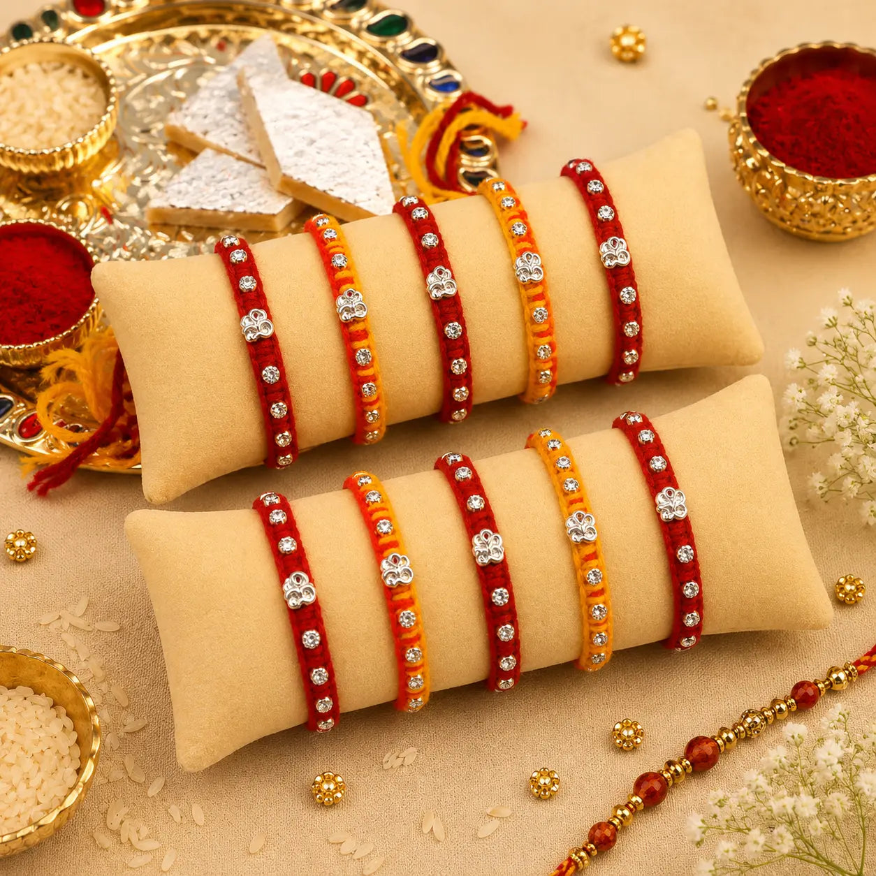Divine Om Silver Rakhi Thread