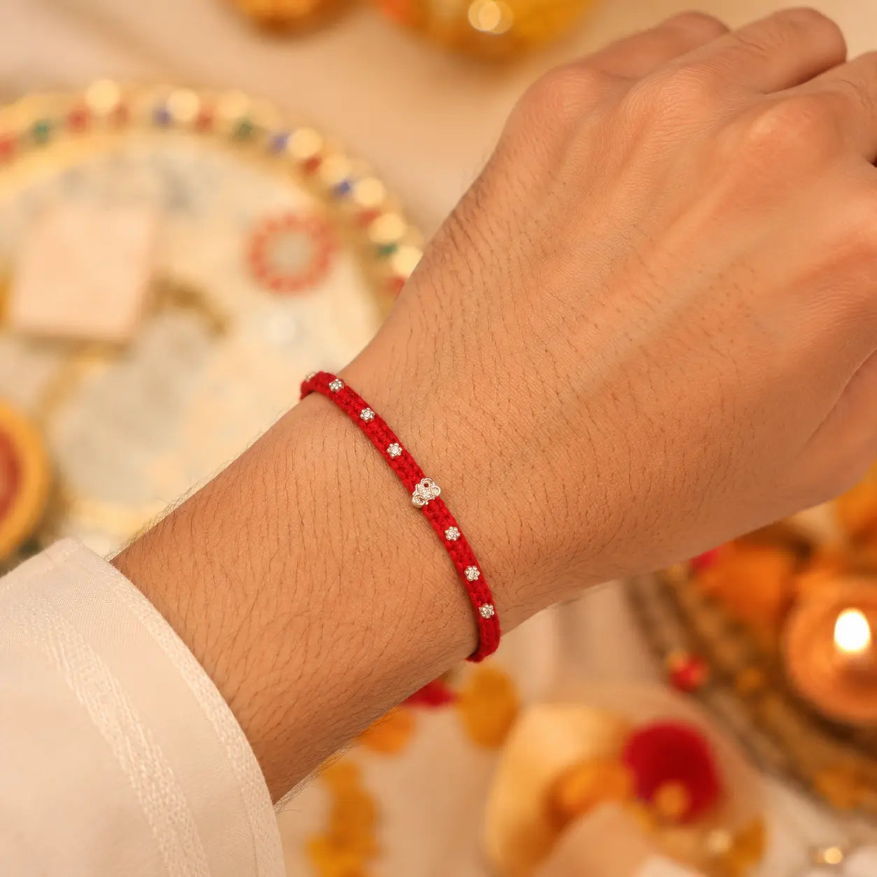 Divine Om Silver Rakhi Thread