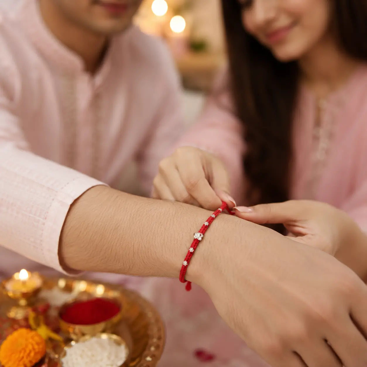 Divine Om Silver Rakhi Thread