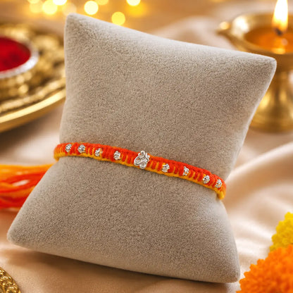 Divine Om Silver Rakhi Thread