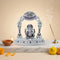 Divine Silver Ganesha Murti with Multicolour Stones