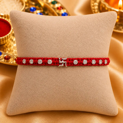 Divine Swastika Silver Rakhi Thread