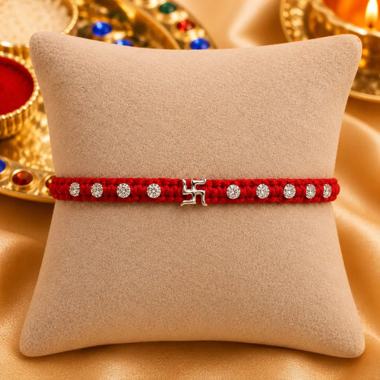 Divine Swastika Silver Rakhi Thread