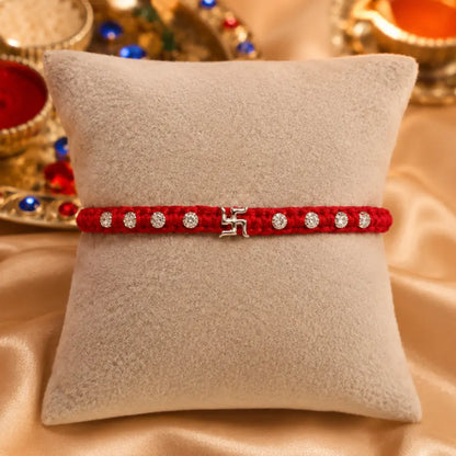 Divine Swastika Silver Rakhi Thread
