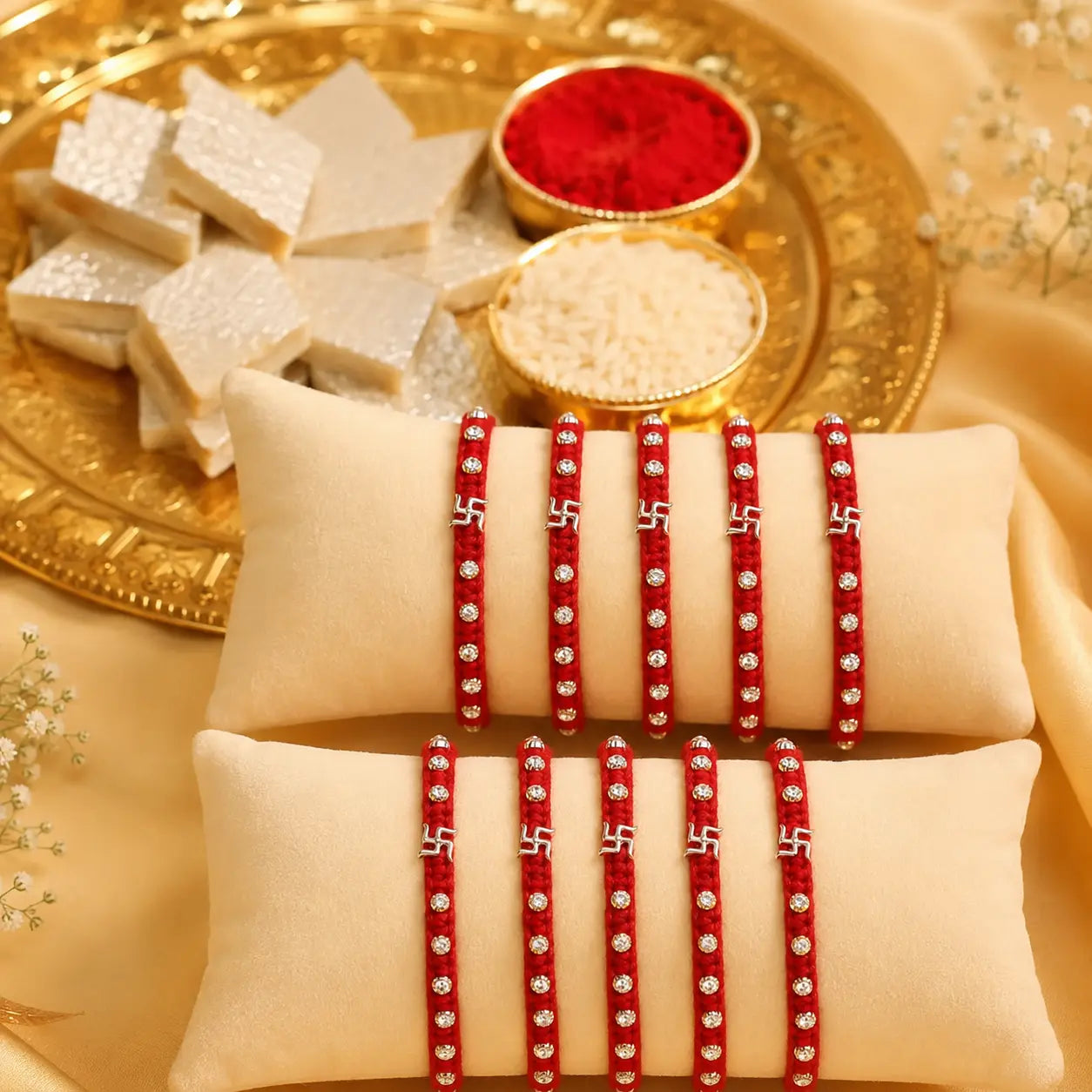 Divine Swastika Silver Rakhi Thread