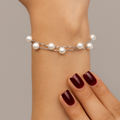 Double Strand Pearl Accent Silver Bracelet