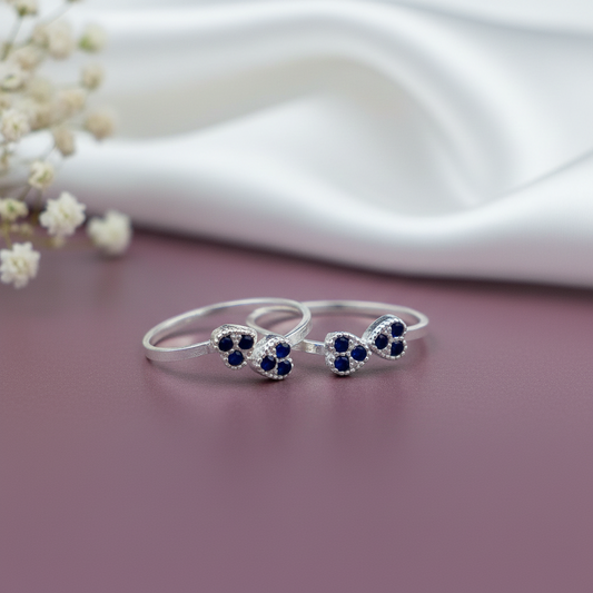 Dual Heart Blue Stone Toe Ring
