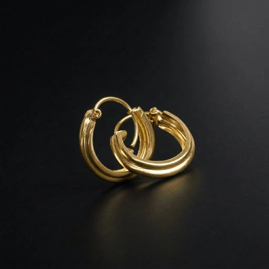 Dual Line Silver Bali for Men – Textured Hoop Earrings