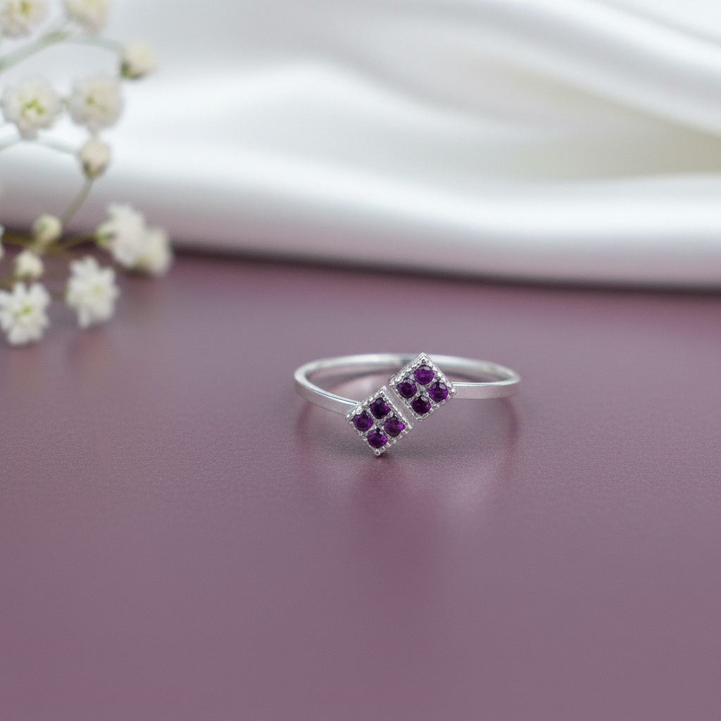 Dual Square Pink Stone Toe Ring