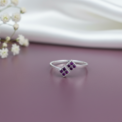 Dual Square Pink Stone Toe Ring