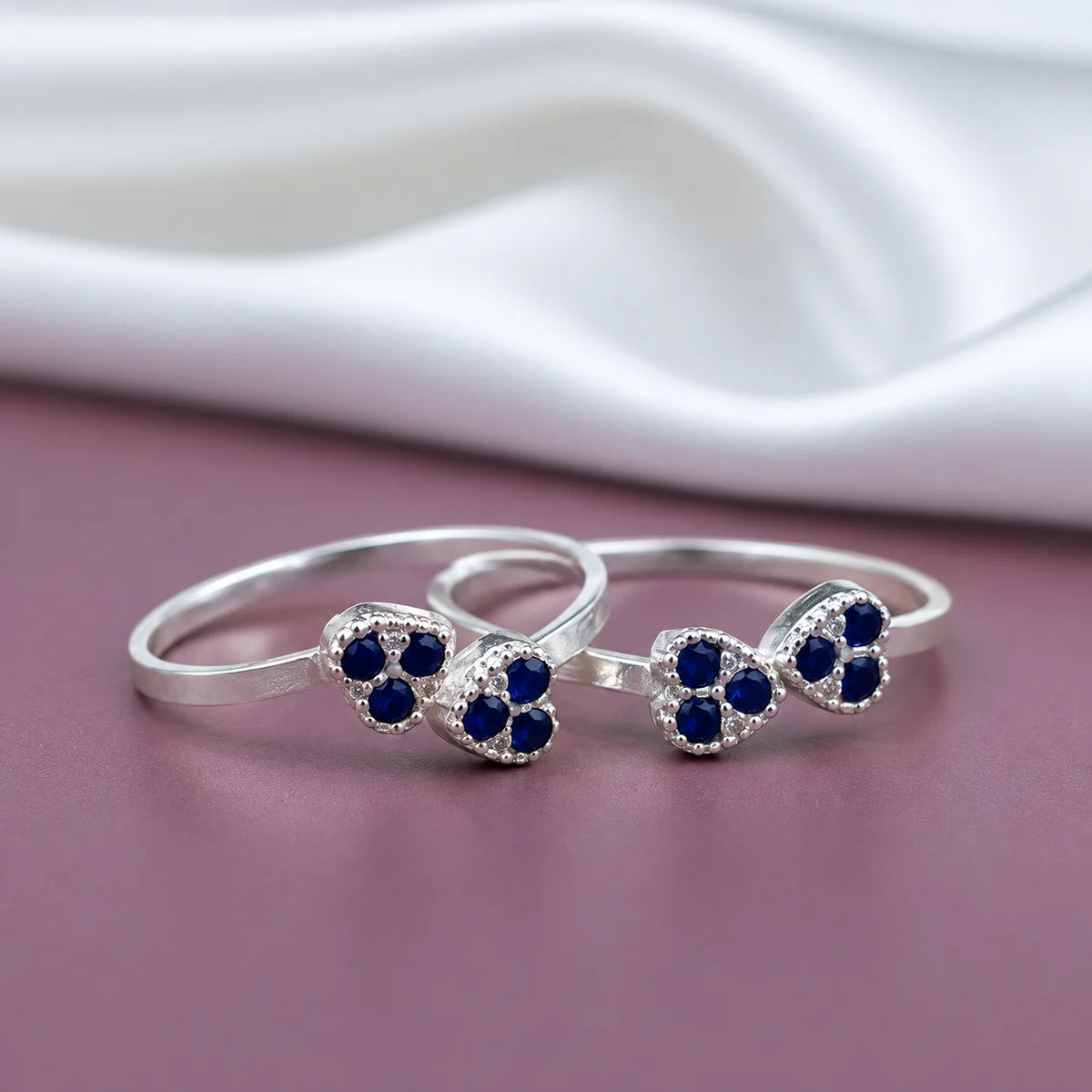 Dual Heart Blue Stone Toe Ring