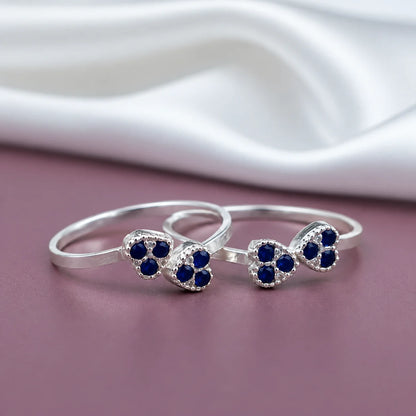 Dual Heart Blue Stone Toe Ring