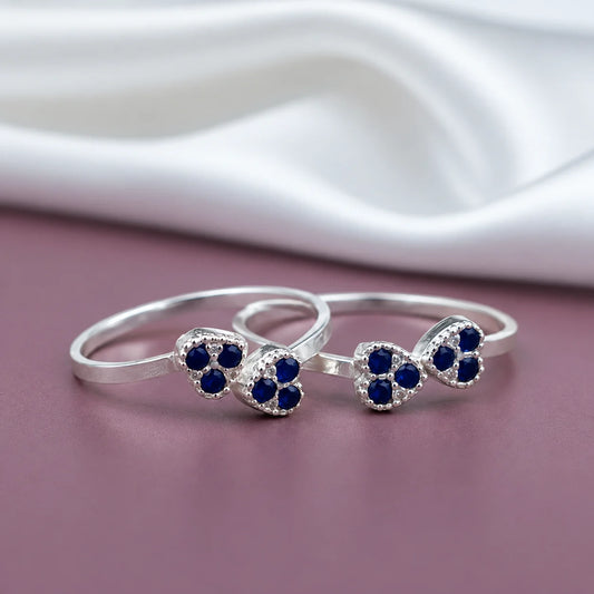 Dual Heart Blue Stone Toe Ring