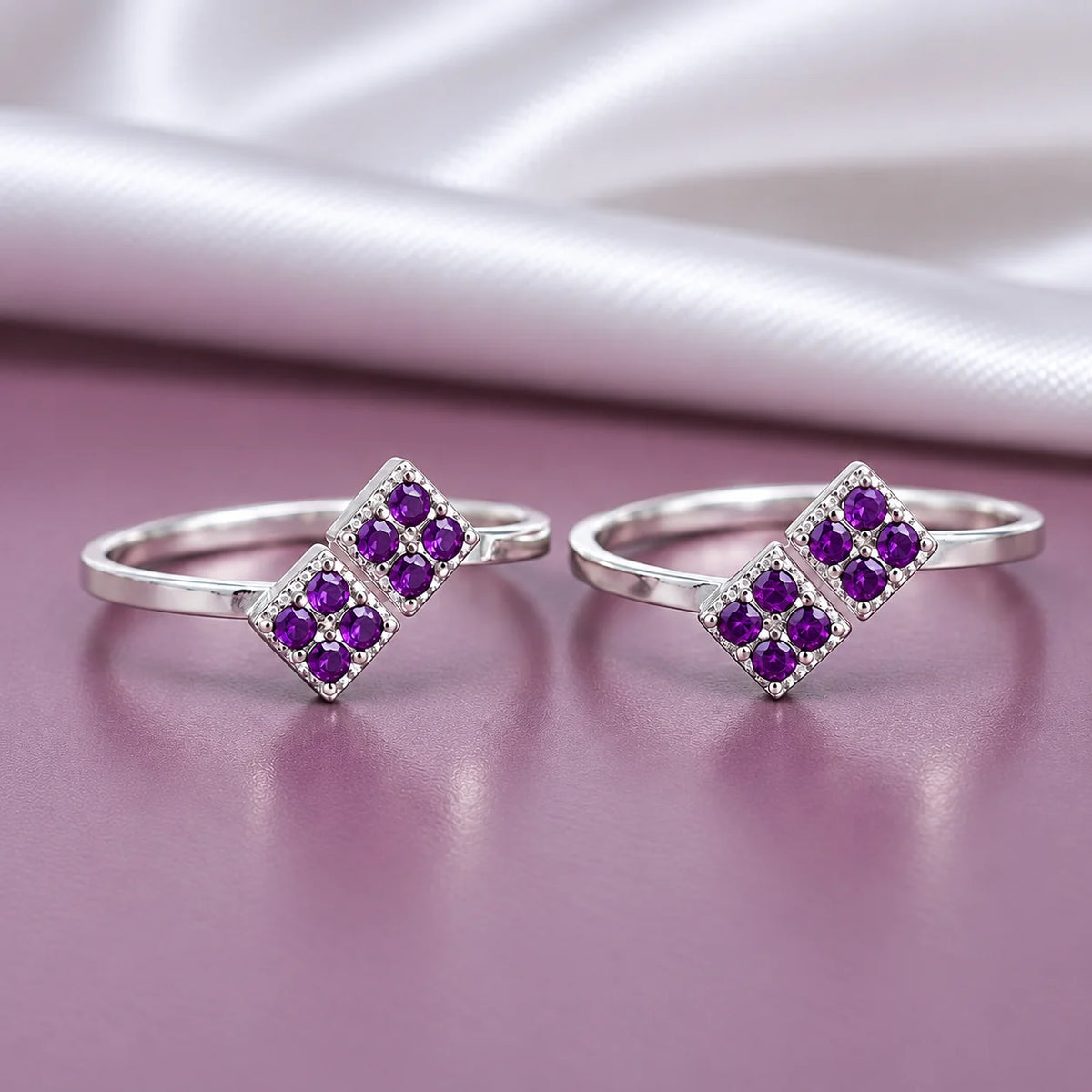 Dual Square Pink Stone Toe Ring