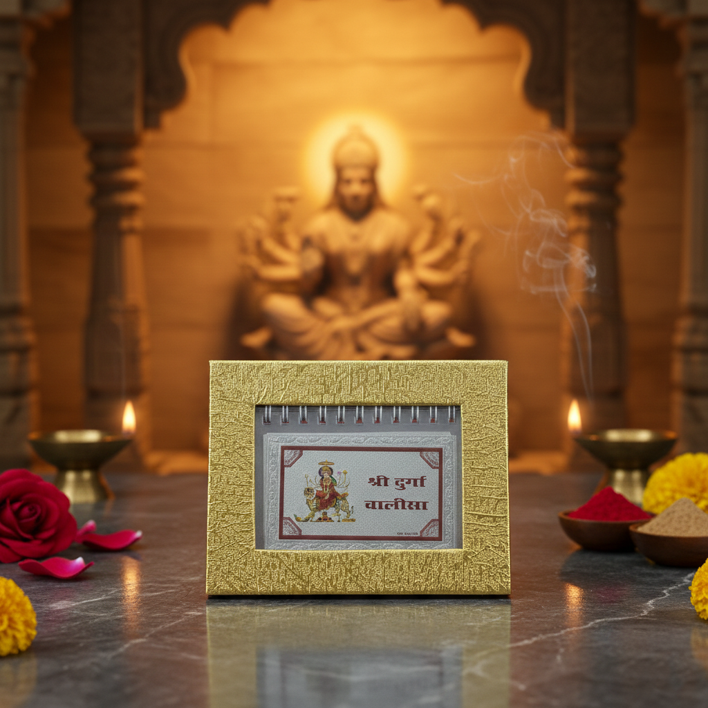 Durga Chalisa Silver Plated Spiritual Home